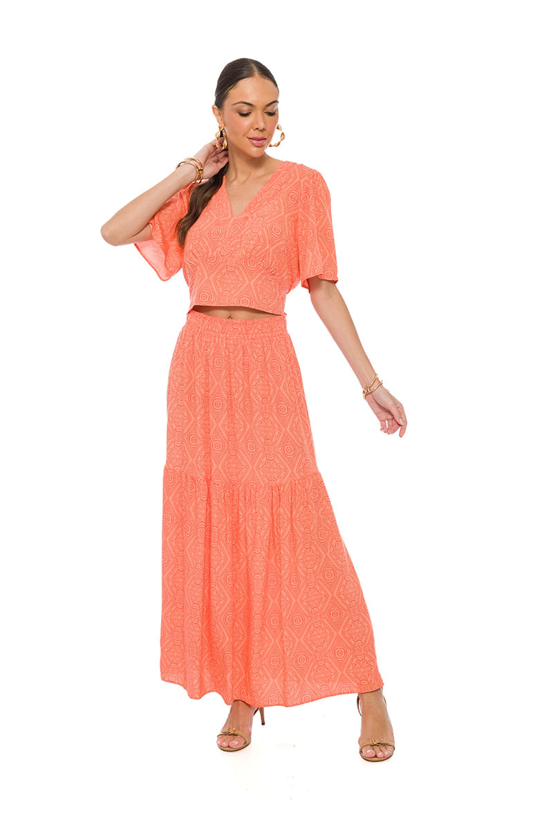 Elastico Largo Saia De Viscose Com Elastico Saia Longa Cós